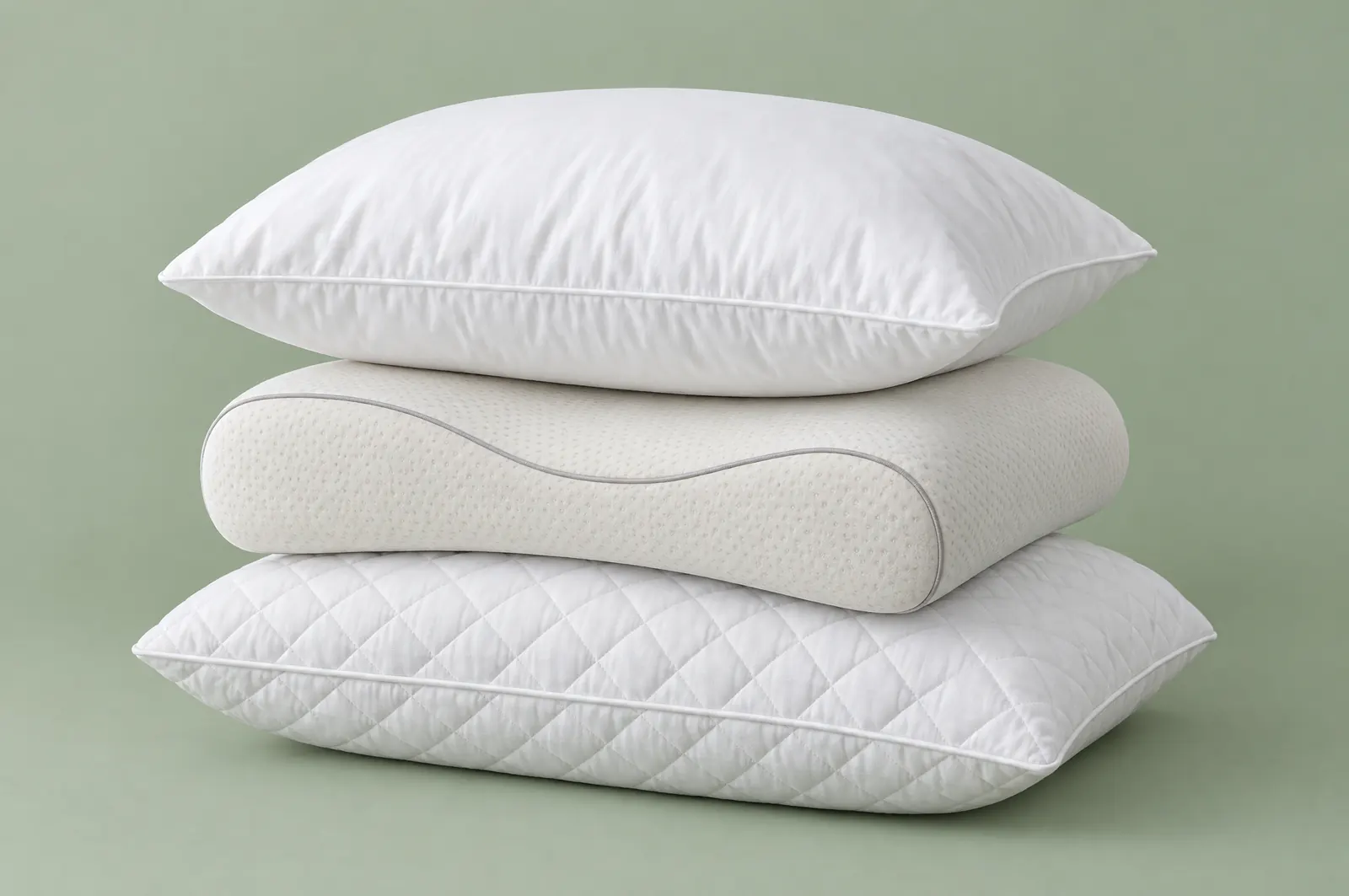 Klassisches Kissen, Memory-Foam-Kissen und gestepptes Mikrofaserkissen